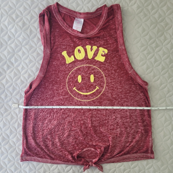 No Boundries Love Smiley Face Tank with Tie Front - Picture 6 of 6